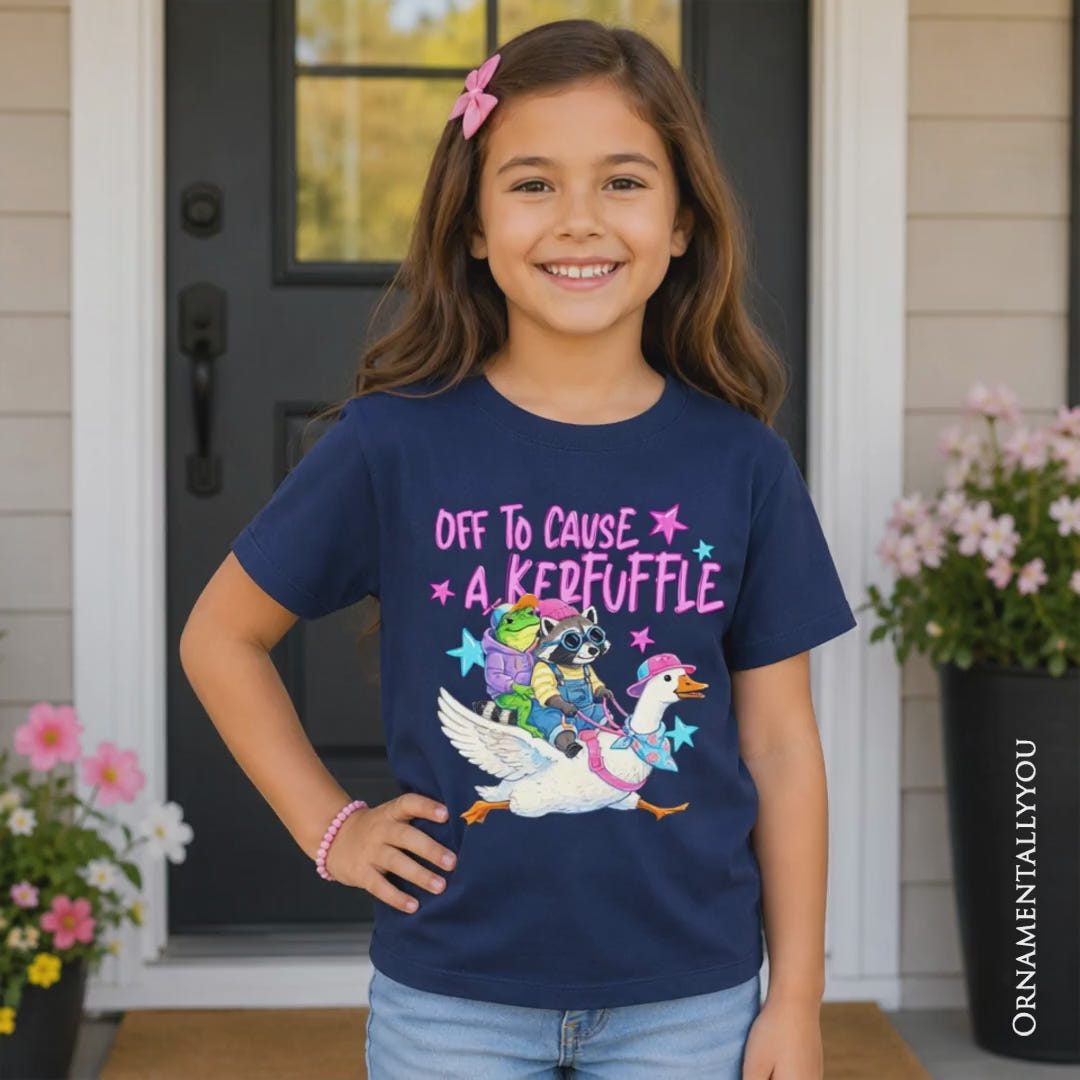 Off To Cause A Kerfuffle Kids T-Shirt, Funny Animal Youth Tee