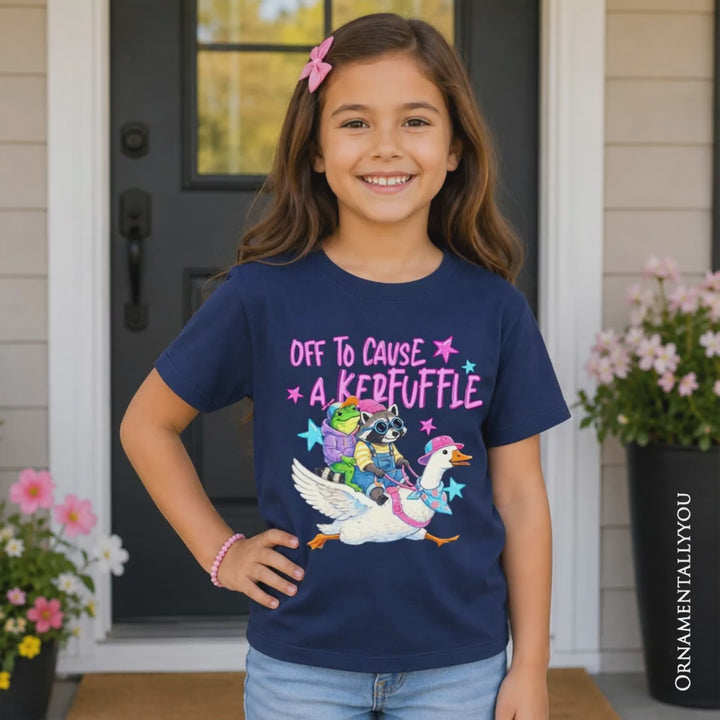 Off To Cause A Kerfuffle Kids T-Shirt, Funny Animal Youth Tee