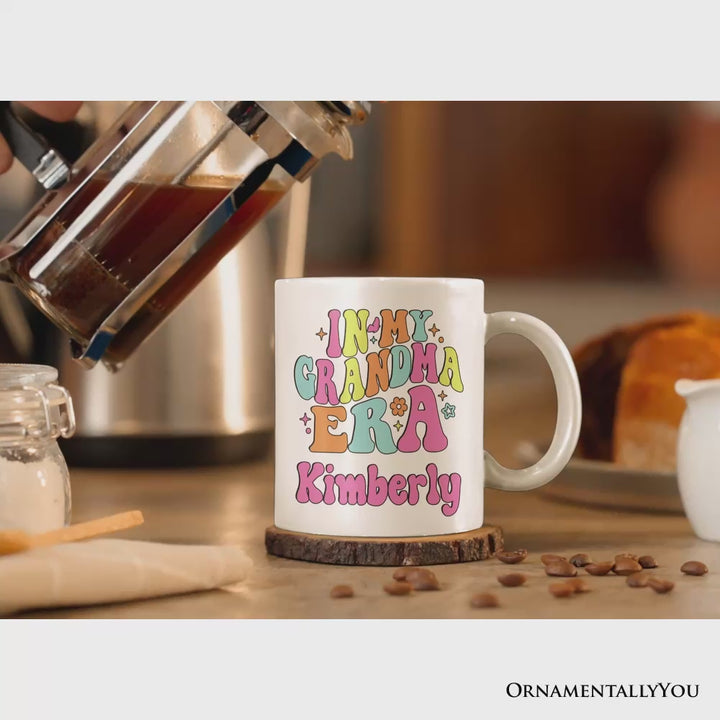 In My Grandma Era Personalized Mug, Groovy Grandma Gift With Custom Name