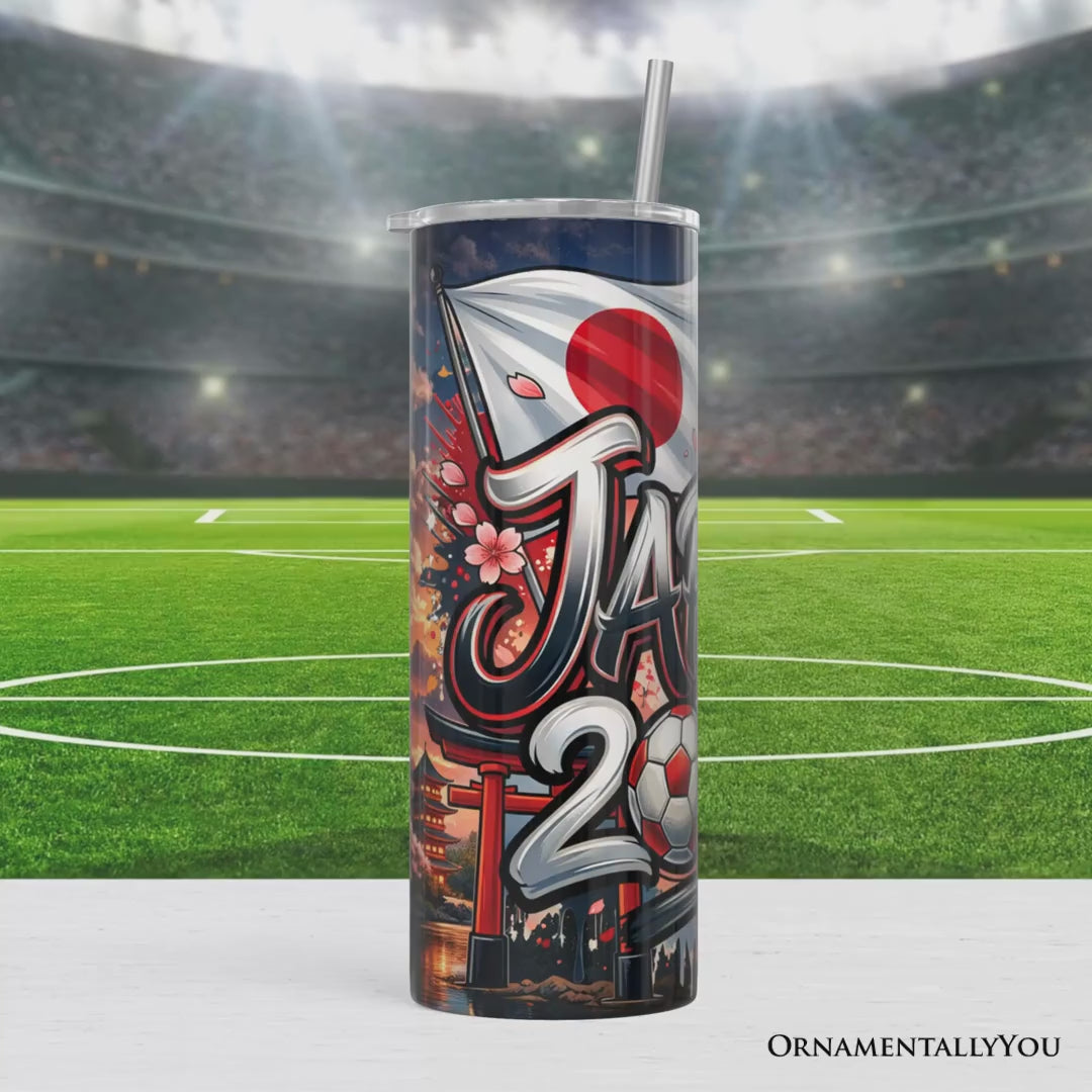 Japan 2026 Soccer Cup Global Championship 20oz Tumbler With Lid and Stainless Steel Straw, Fans Football Gift Cup
