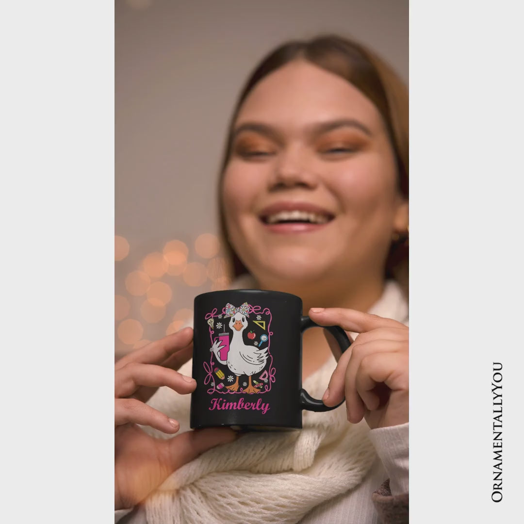 Coquette Teacher Goose Personalized Mug, Funny Gift with Custom Name