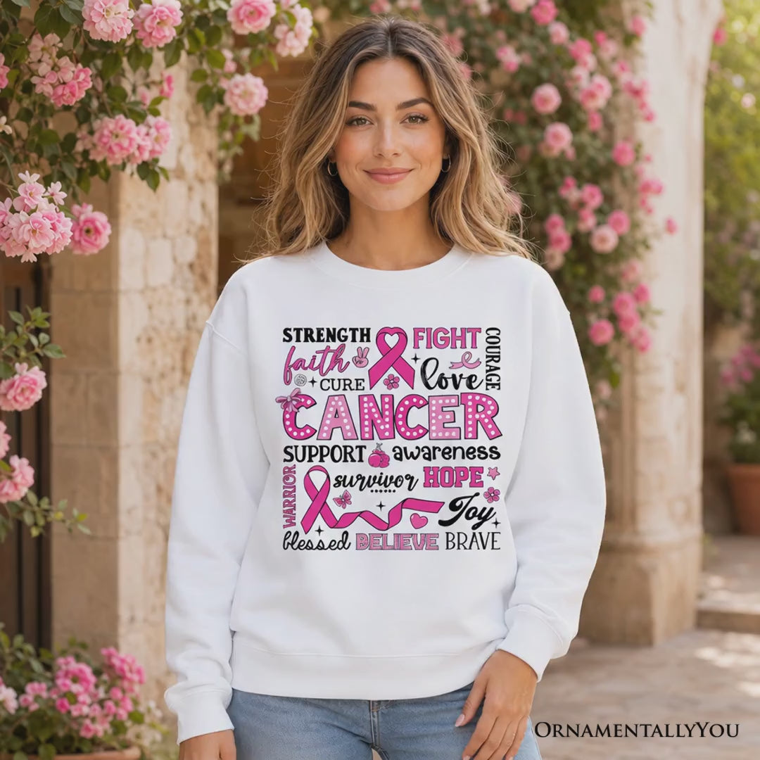 Breast Cancer Awareness Ribbon Sweatshirt, In October We Wear Pink Support Sweater