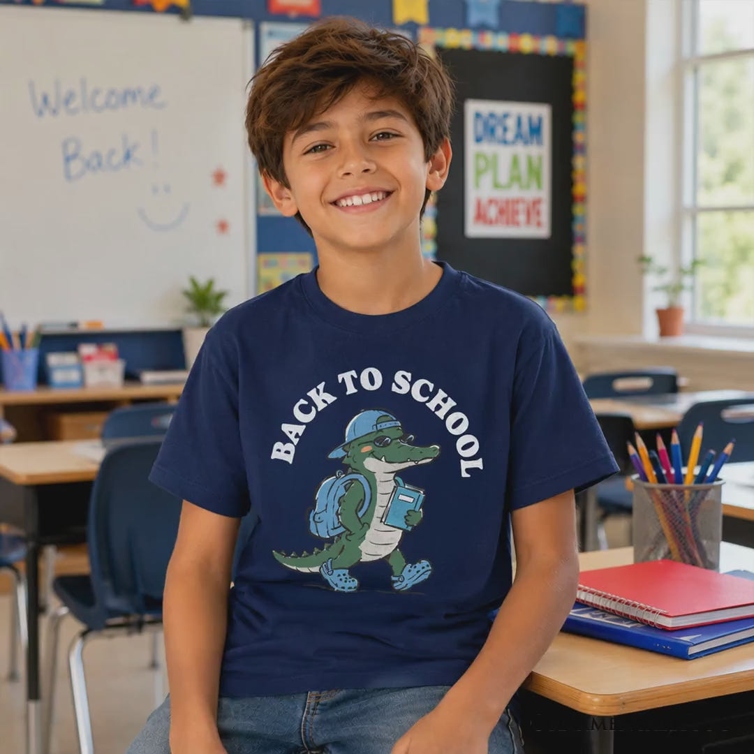 Kids Alligator Back to School T-Shirt, Cool Tee for Youth Student