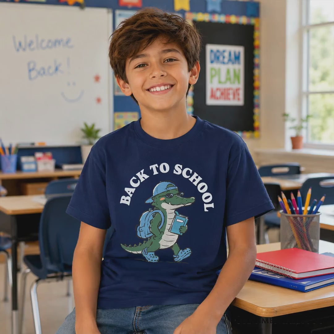 Kids Alligator Back to School T-Shirt, Cool Tee for Youth Student