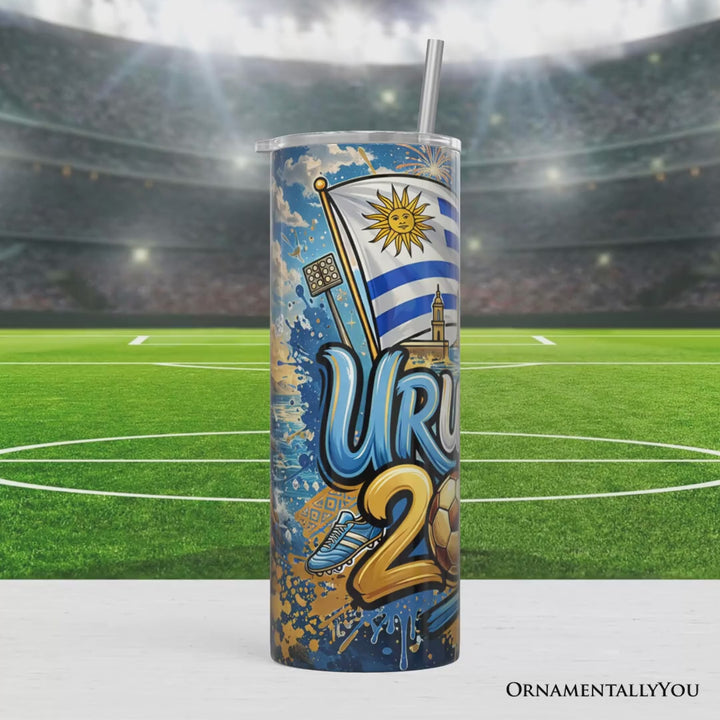 Uruguay 2026 Soccer Cup Global Championship 20oz Tumbler With Lid and Stainless Steel Straw, Fans Football Gift Cup