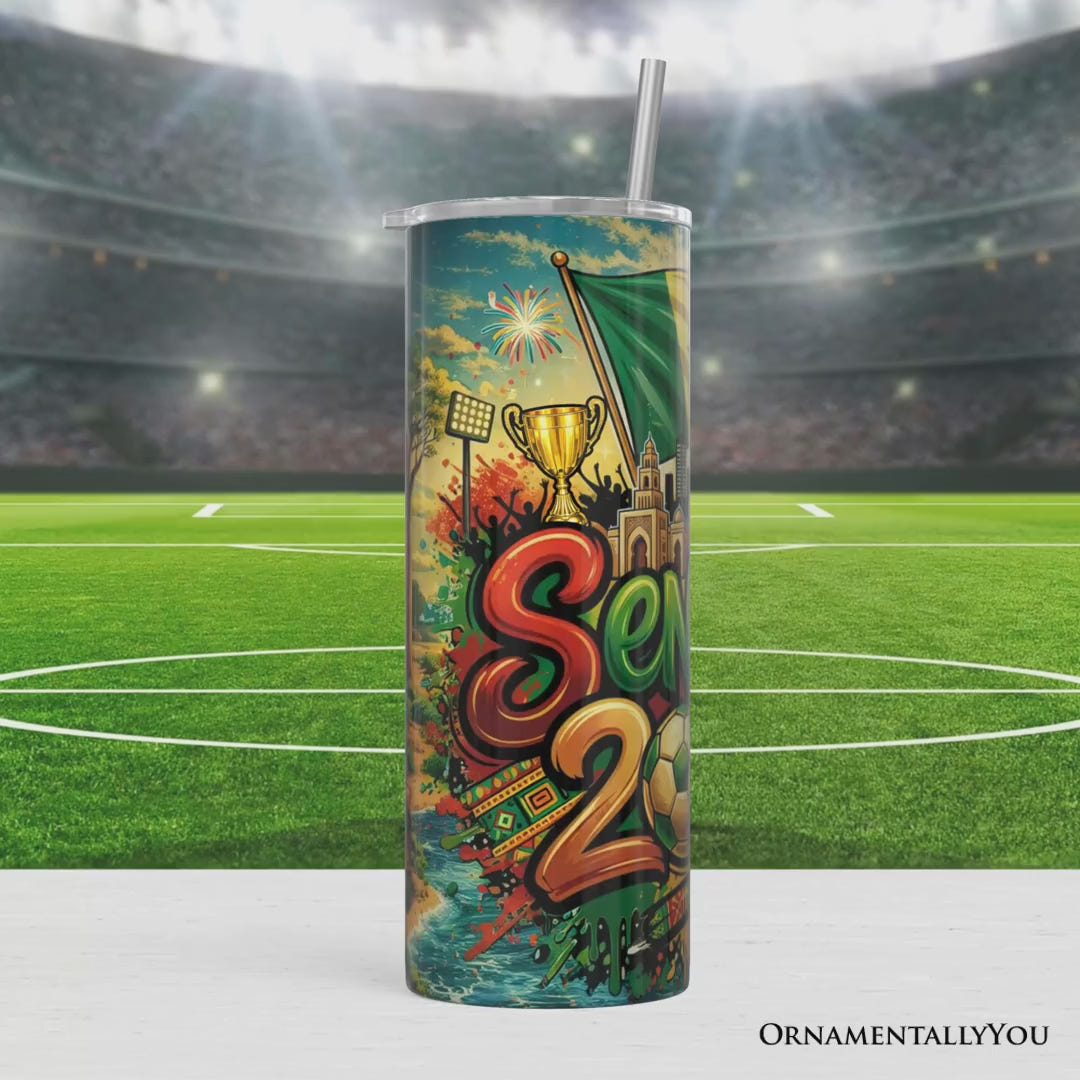 Senegal 2026 Soccer Cup Global Championship 20oz Tumbler With Lid and Stainless Steel Straw, Fans Football Gift Cup
