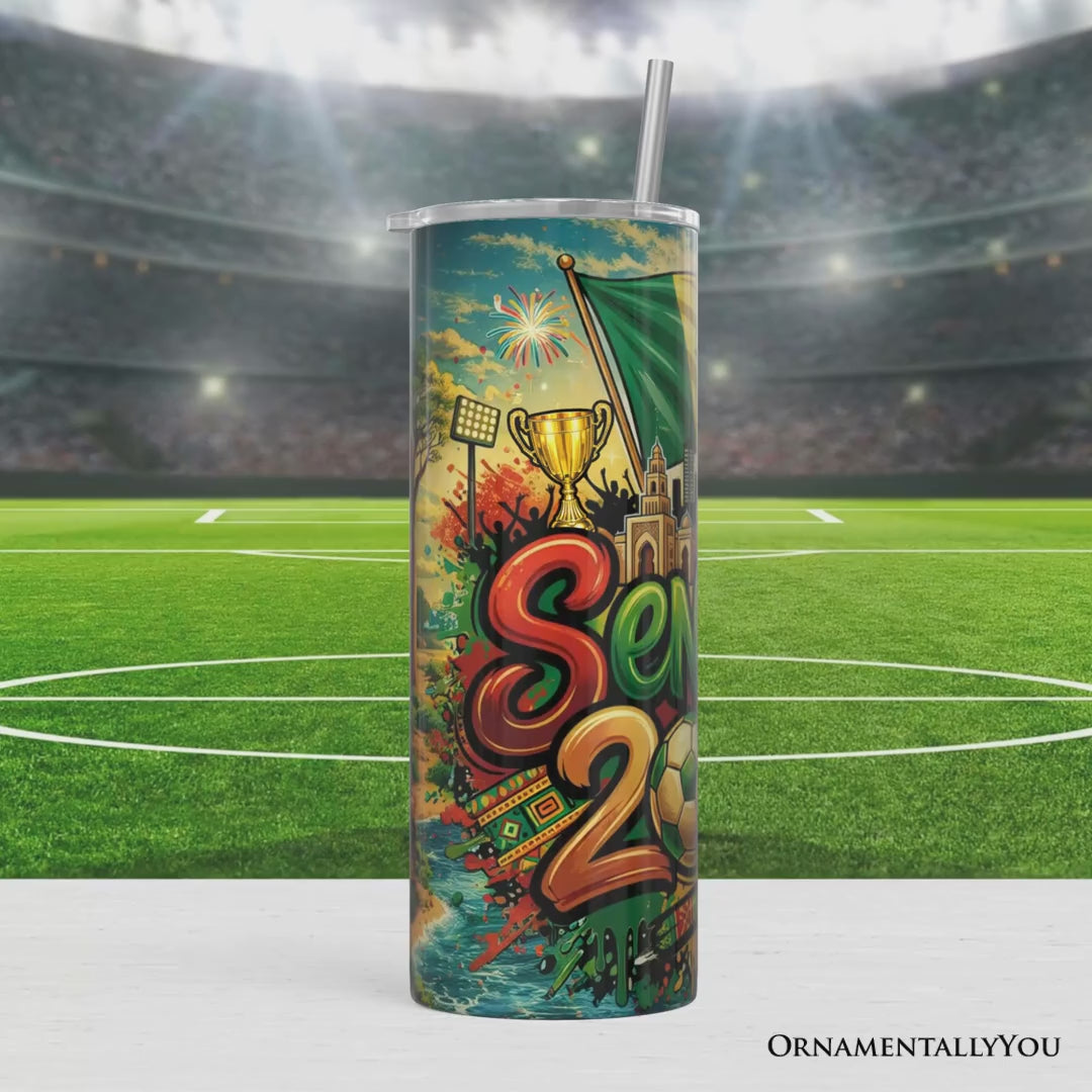 Senegal 2026 Soccer Cup Global Championship 20oz Tumbler With Lid and Stainless Steel Straw, Fans Football Gift Cup