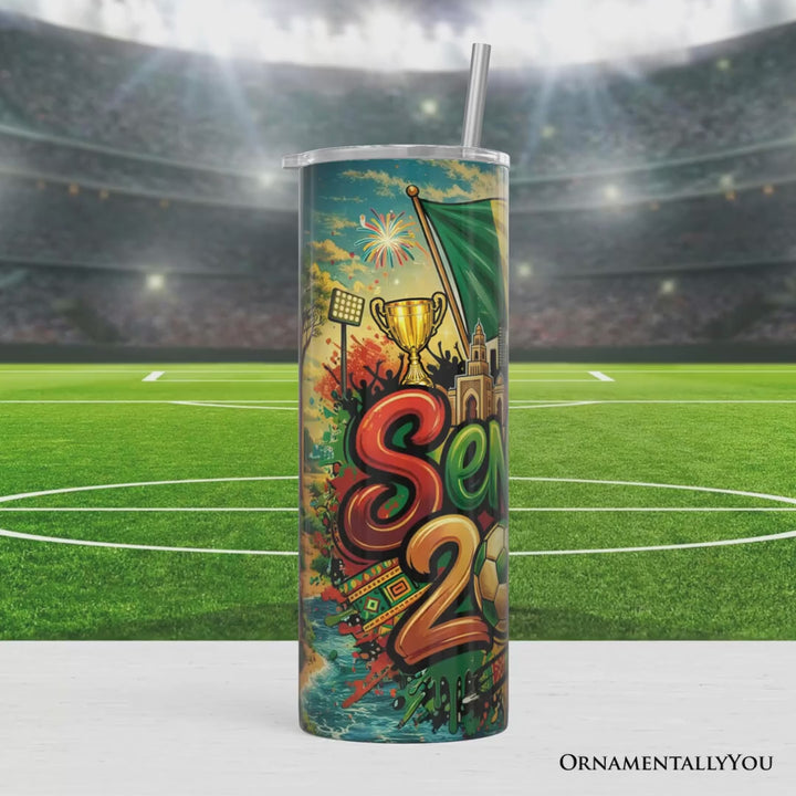 Senegal 2026 Soccer Cup Global Championship 20oz Tumbler With Lid and Stainless Steel Straw, Fans Football Gift Cup