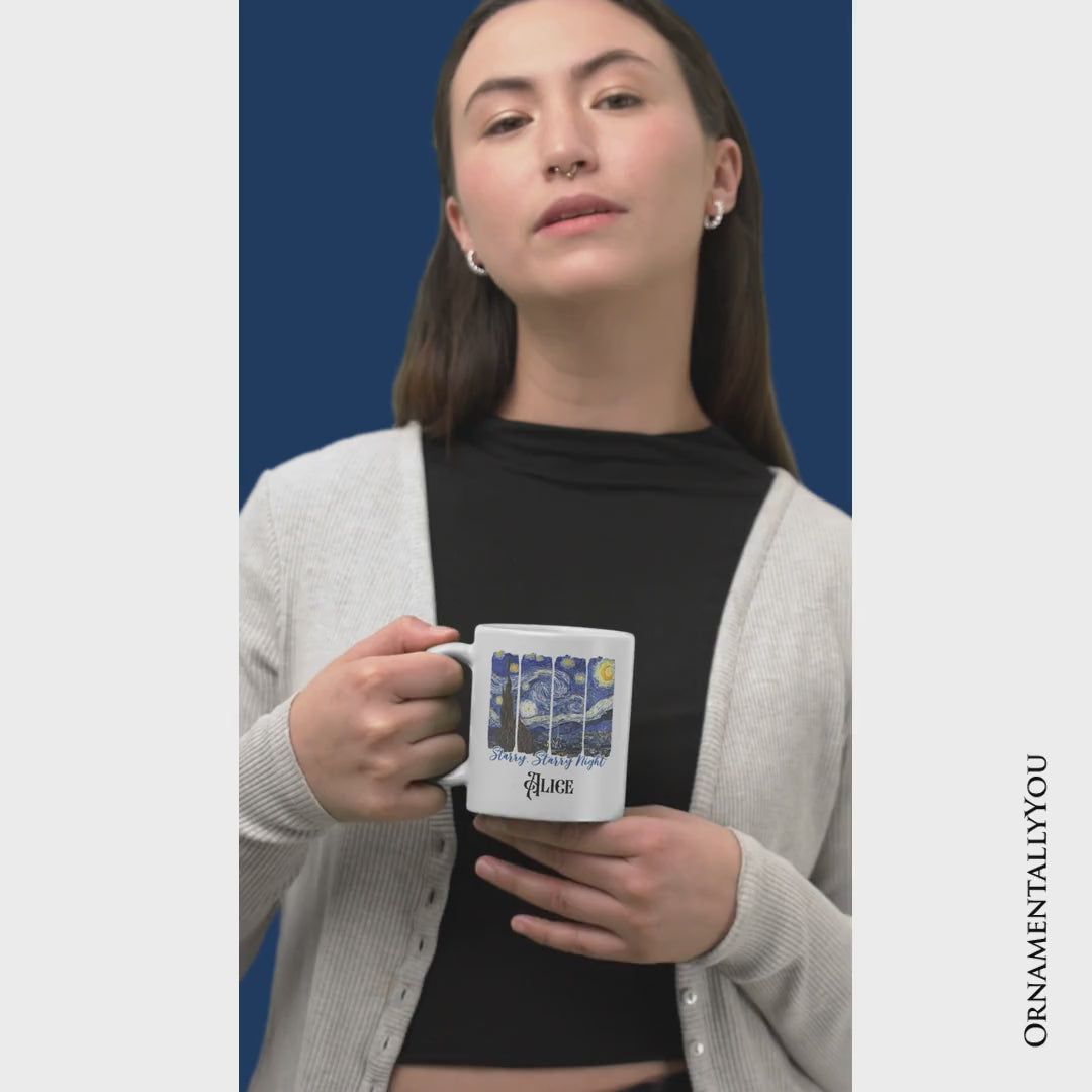 Vincent Van Gogh The Starry Night Personalized Mug, Famous Painting Gift with Custom Name