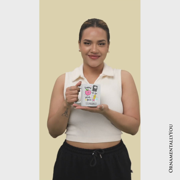 Happy to See Your Face Personalized Mug, Cute Back to School Teachers Gift with Custom Name