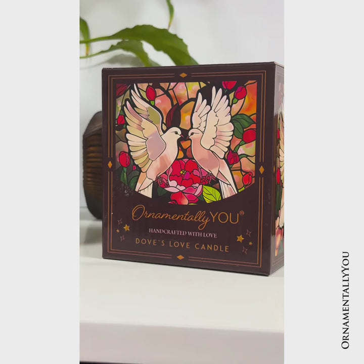 Doves Faux Stained Glass LED Tea Light Candle, Graceful Bird Tabletop Decor With Soft Glow