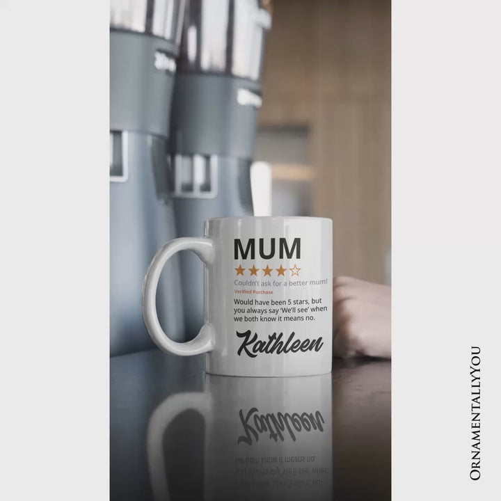 Mum Star Reviewed Personalized Mug, Playful Mother Gift With Custom Name