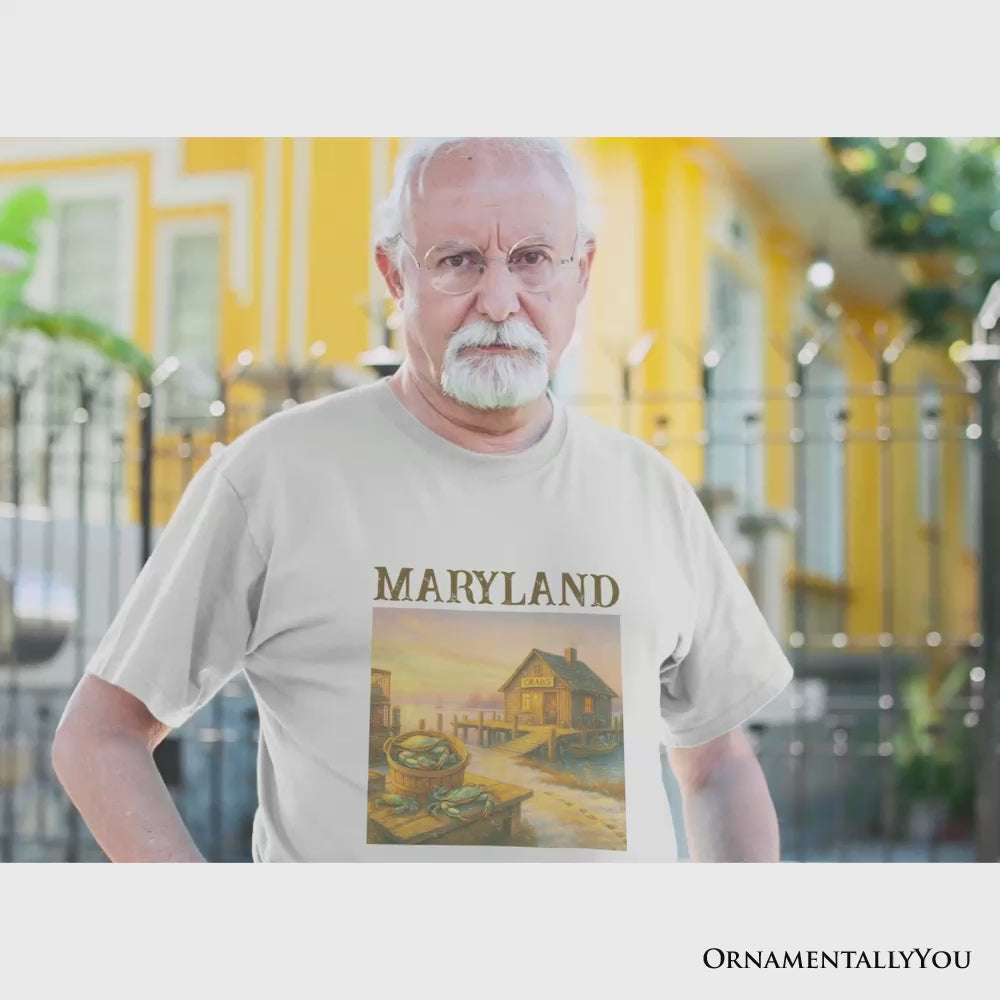 Coastal Maryland State Crabbing T-Shirt, Chesapeake Bay Fishing Heritage Tee and Travel Souvenir