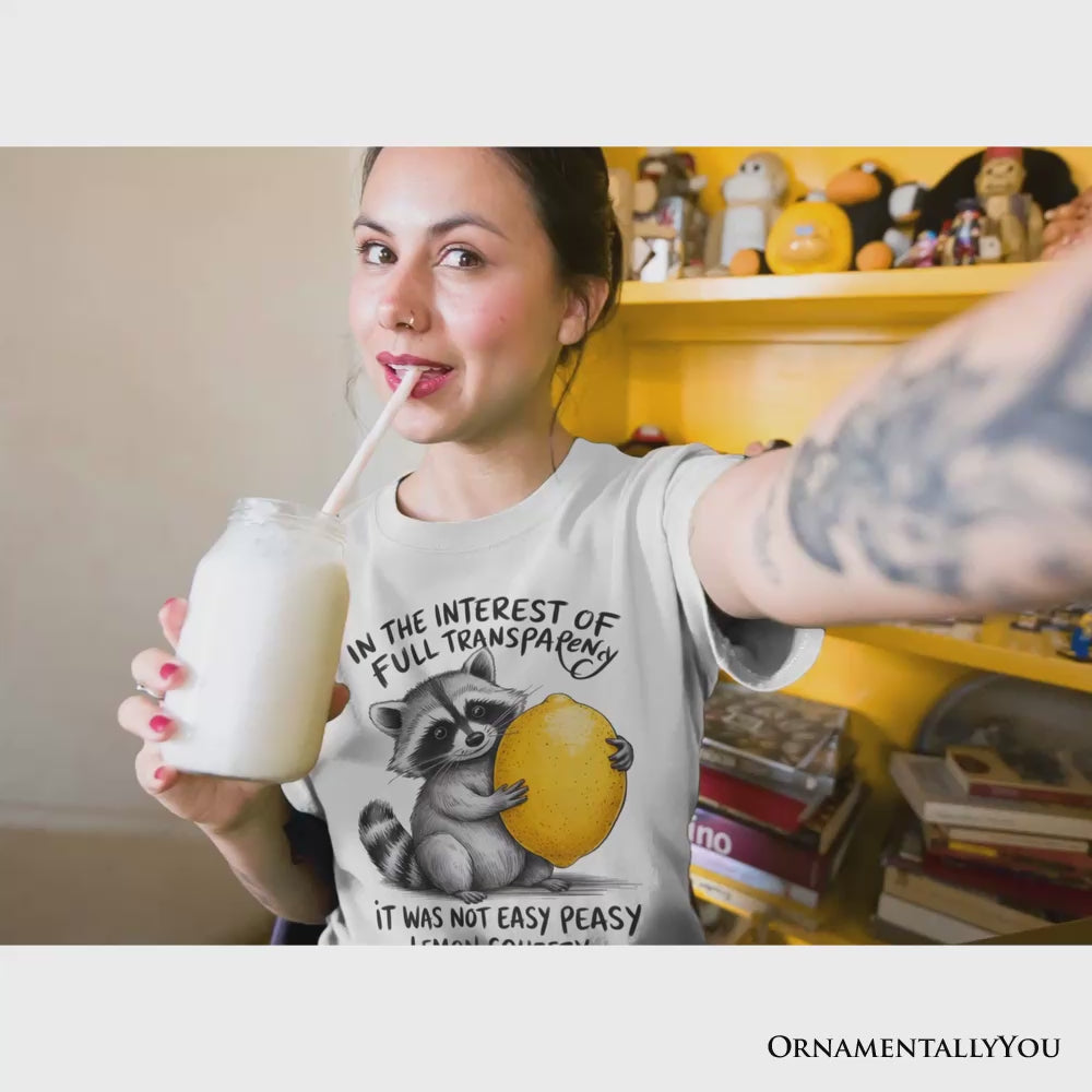 Lemon Squeezy Raccoon T-Shirt, Funny White Tee for Sarcastic People