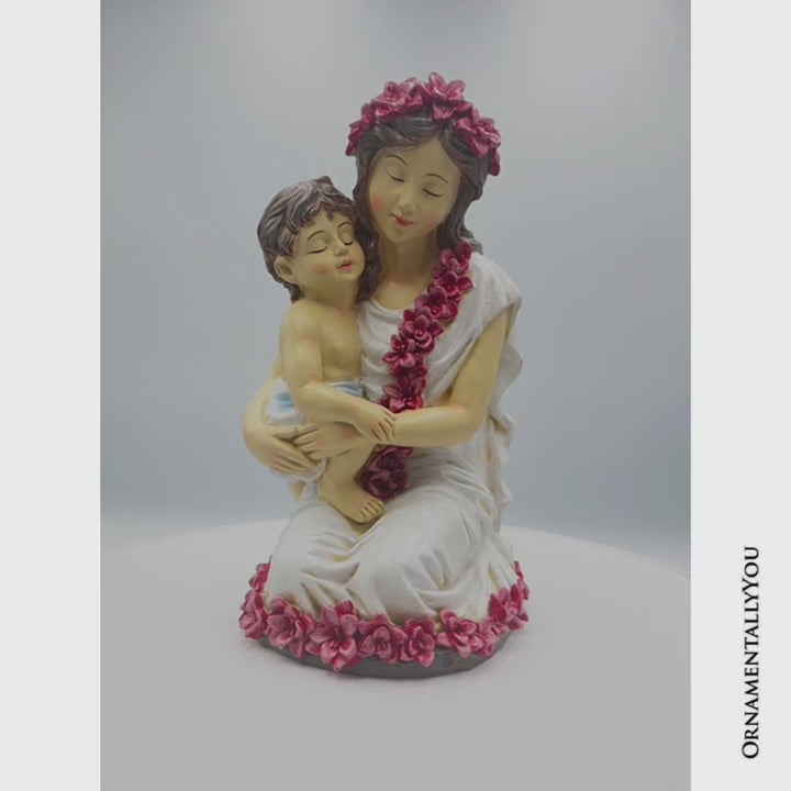 A Mother’s Embrace Figurine, 8" Child and Mom Heartwarming Tabletop Statue Decoration