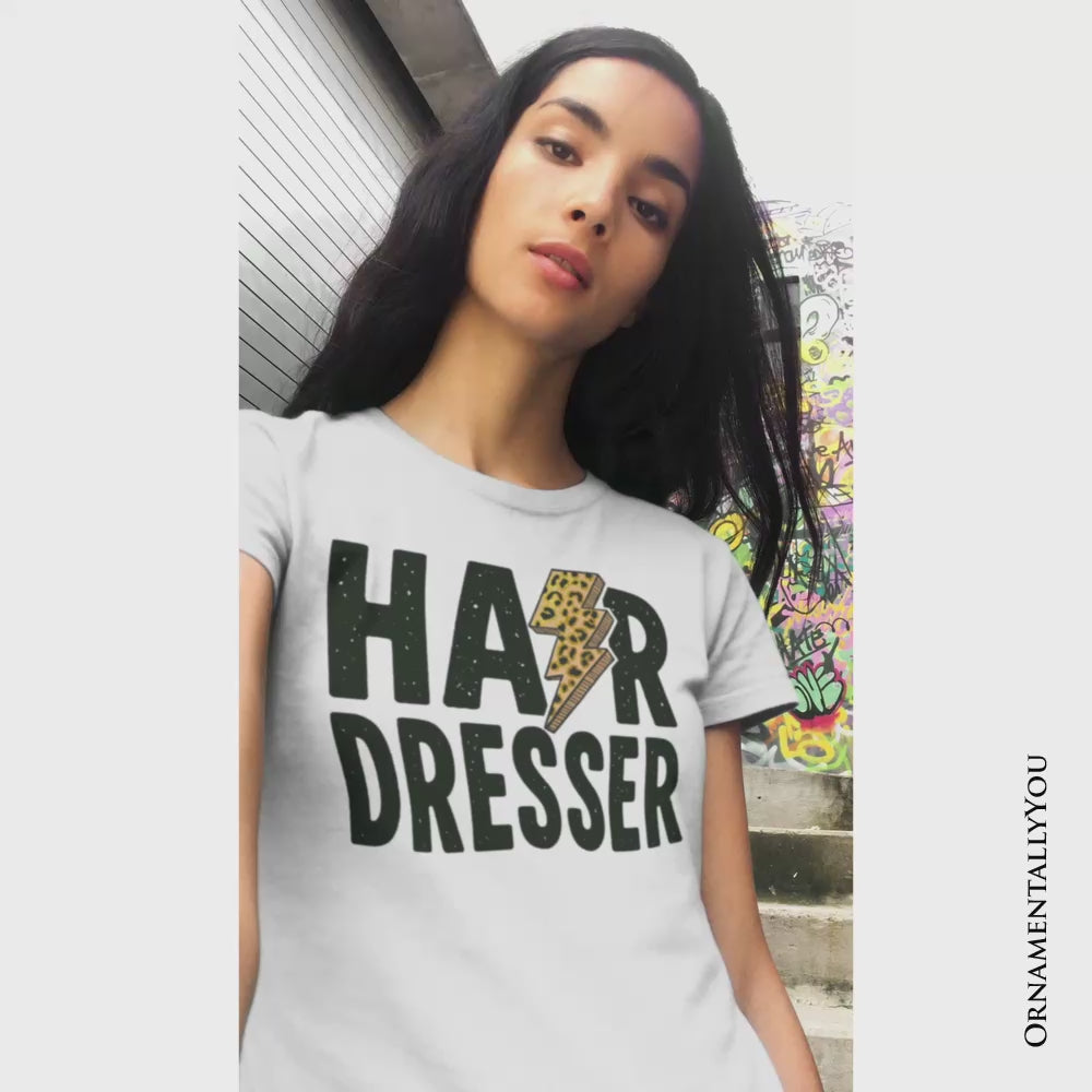 Hairdresser Leopard Lightning T-Shirt, Retro Stylist Tee