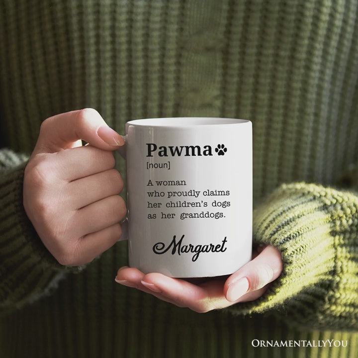 Personalized Pawma Definition Mug, Funny Dog Lovers Mom Gift with Custom Name