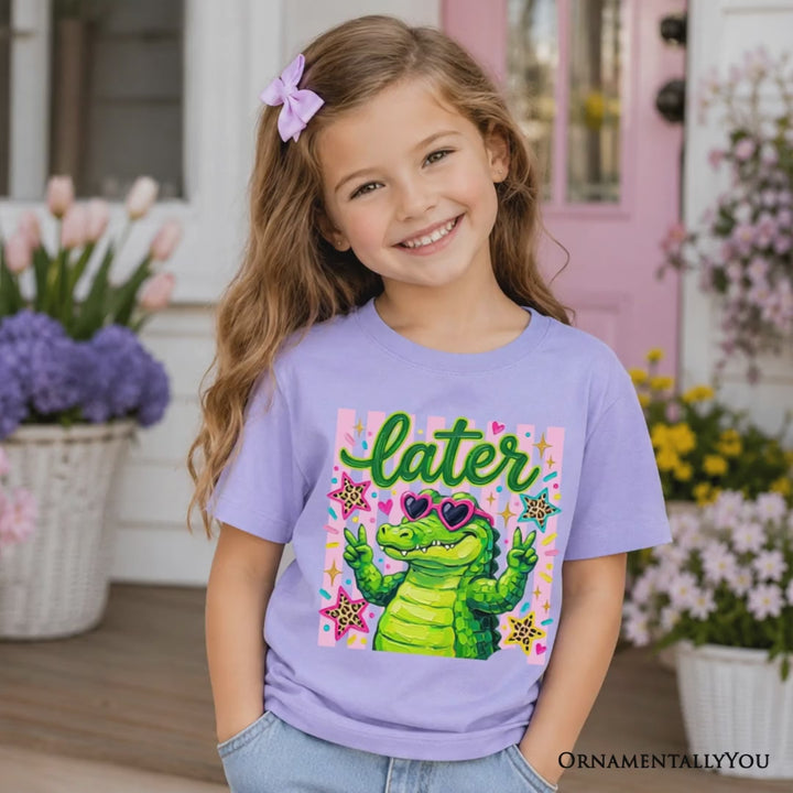 Later Alligator Kids T-Shirt, Funny Coquette Animal Tee for Youth Girls