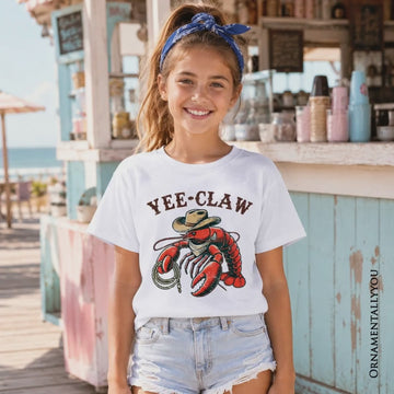 Kids Yee Claw Lobster Western T-Shirt, Funny Cowboy Youth Animal Tee