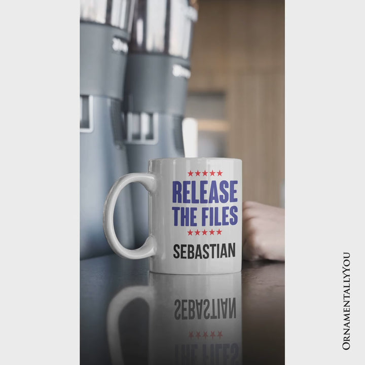 Release The Files Personalized Mug, Demand Truth Anti-Corruption Protest Gift with Custom Name