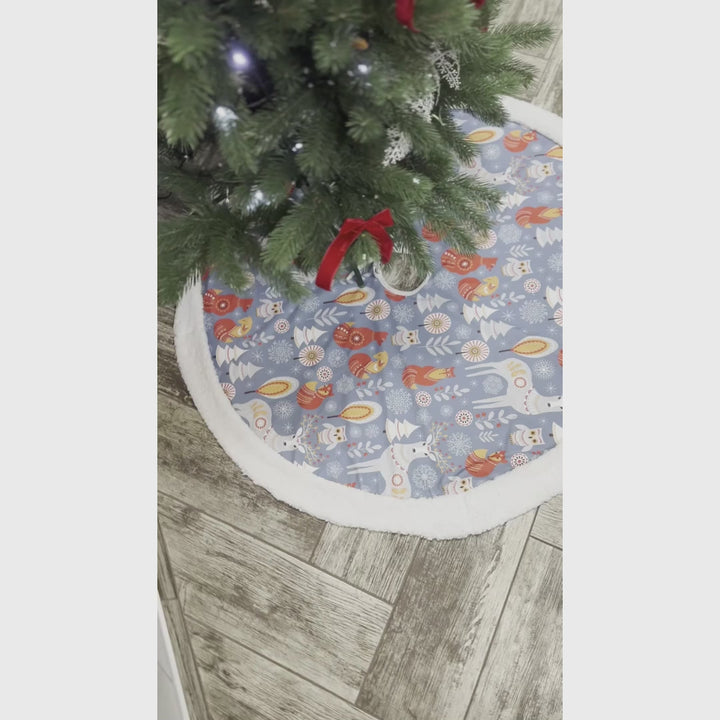 Scandinavian Forest Animal Pattern Tree Skirt