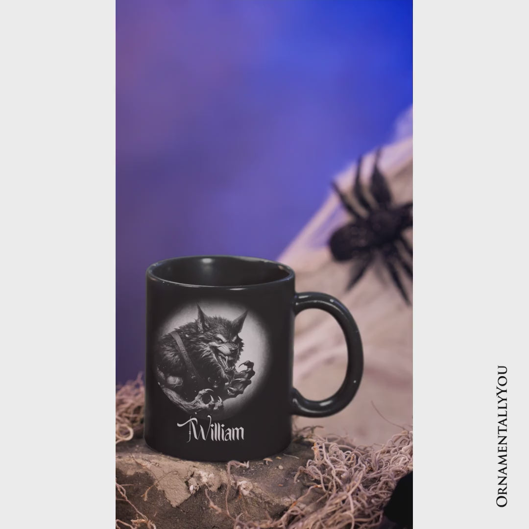 Werewolf Spooky Portrait Personalized Mug Horror Villain Theme Halloween Gift with Custom Name