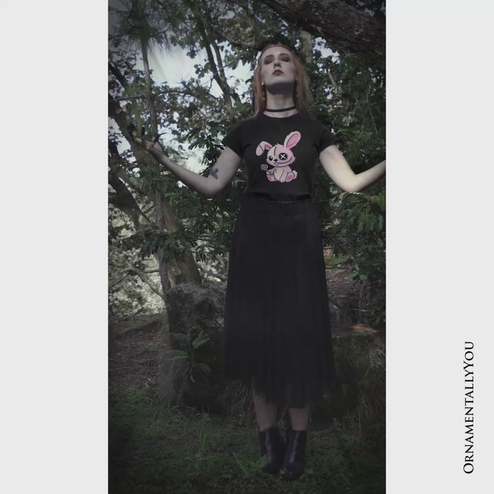 Pink Zombies Bunny Cute T-Shirt, Cute Gothic Halloween Tee