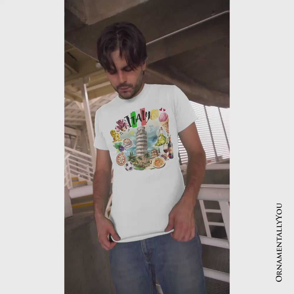 Artistic Italy Landmarks T-Shirt, Italian Tee and Souvenir