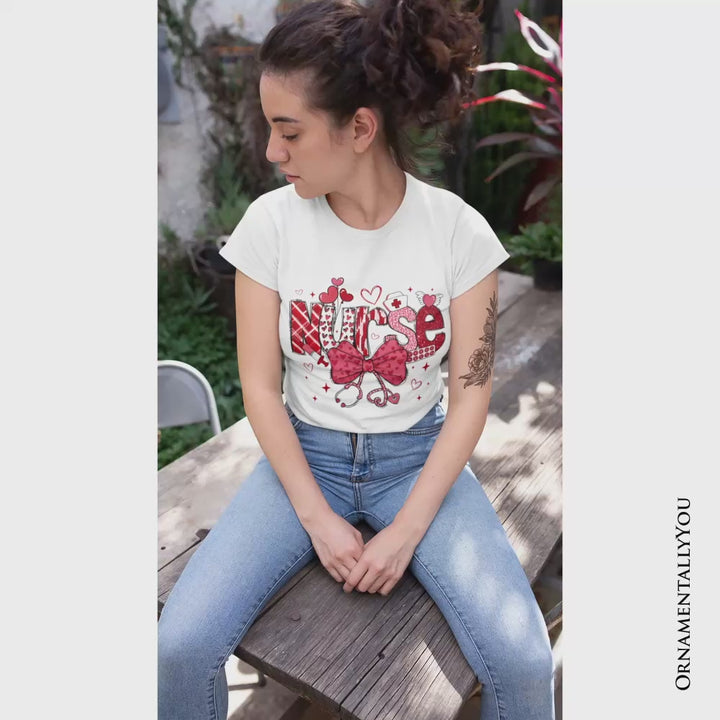 Valentine Nurse Coquette Bow T-Shirt, Cupid Favorite Nurse Tee