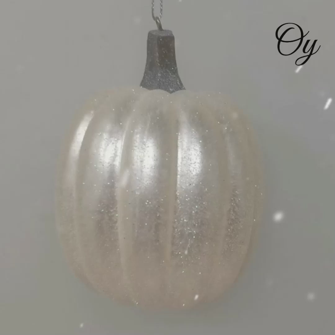 White Pumpkin Glass Christmas Ornament