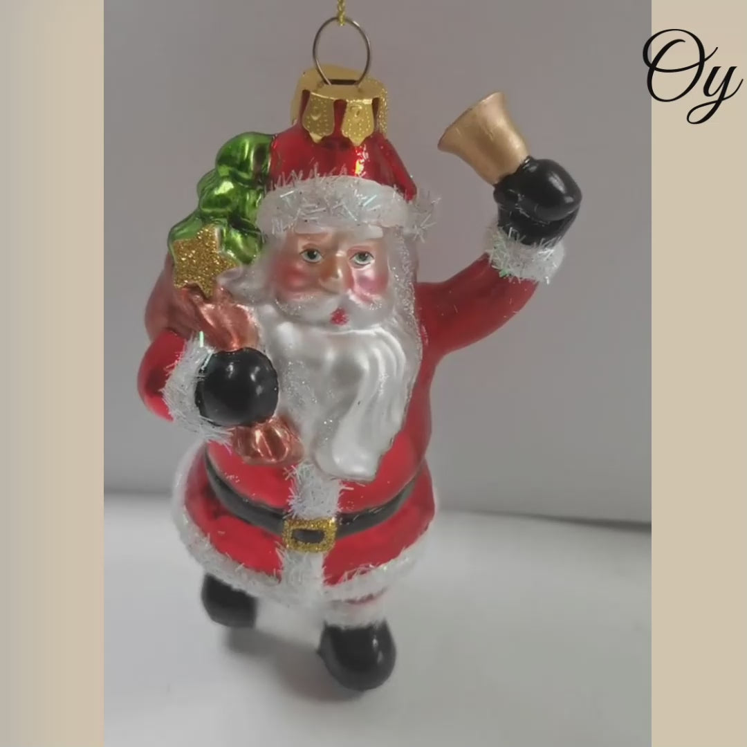 Festive Delivery Santa Claus Coming to Town Glass Christmas Ornament
