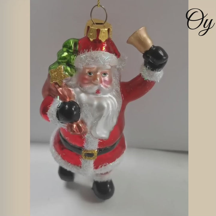 Festive Delivery Santa Claus Coming to Town Glass Christmas Ornament