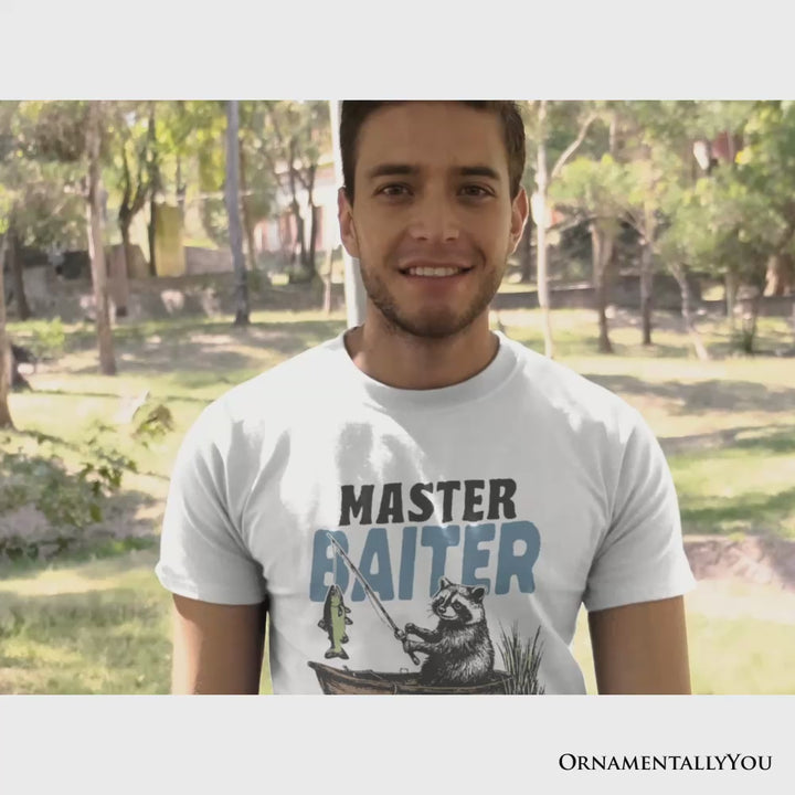 Master Baiter Fishing T-Shirt, Funny Raccoon Father Vintage Tee