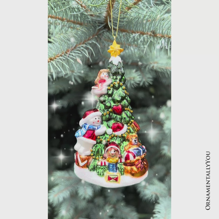 (Pre-Order) Festive Snowman and Christmas Tree Glass Ornament
