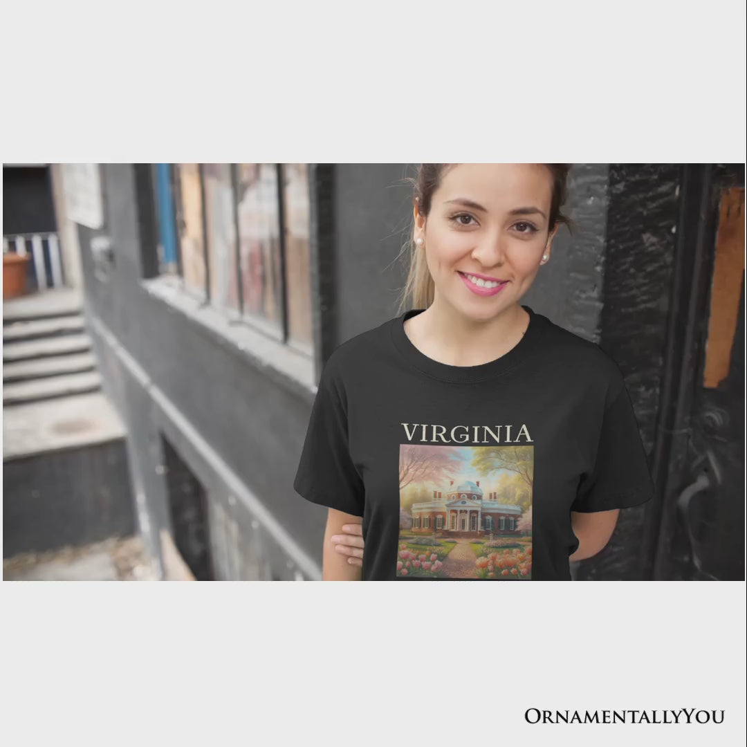 Classic Virginia State Jefferson’s Monticello T-Shirt, Southern Charm Tee and American History Keepsake