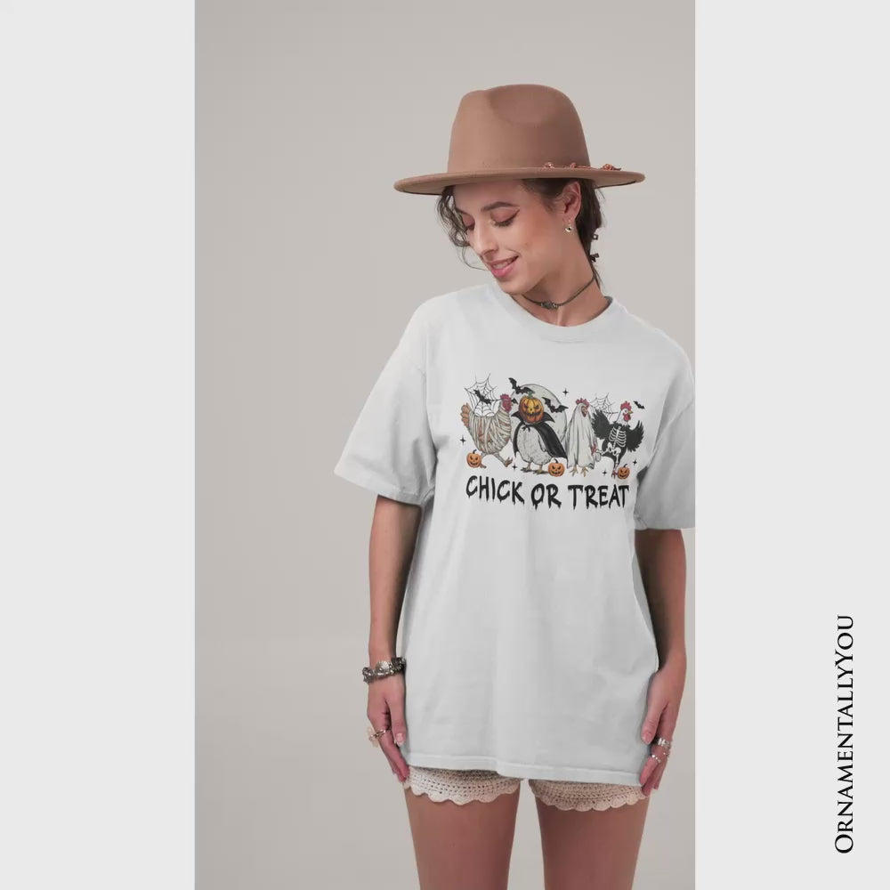 Chick or Treat Spooky T-Shirt, Halloween Chicken Tee for Country Life Enjoyers