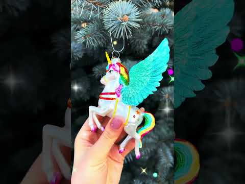 Cute Colorful Unicorn Glass Christmas Ornament with Rainbow Hair
