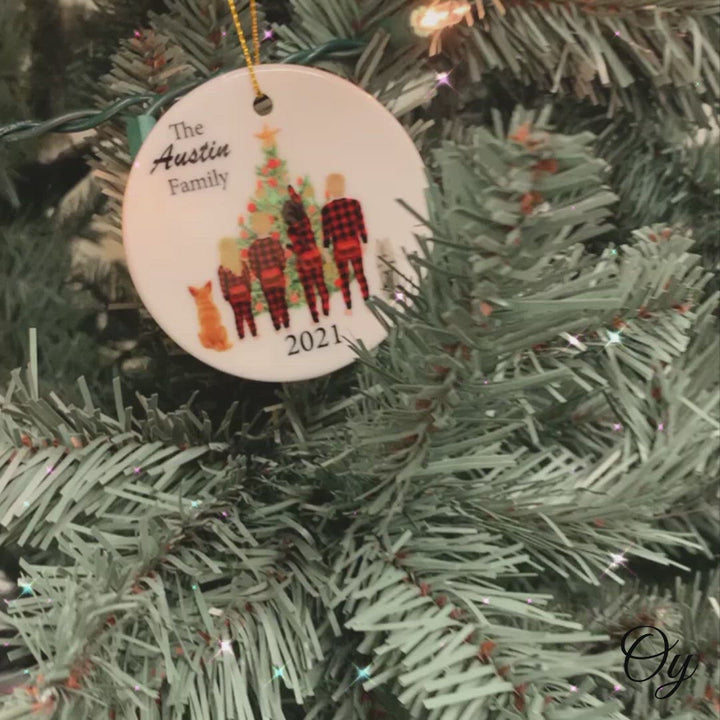 Personalized Plaid Family Christmas Ornament