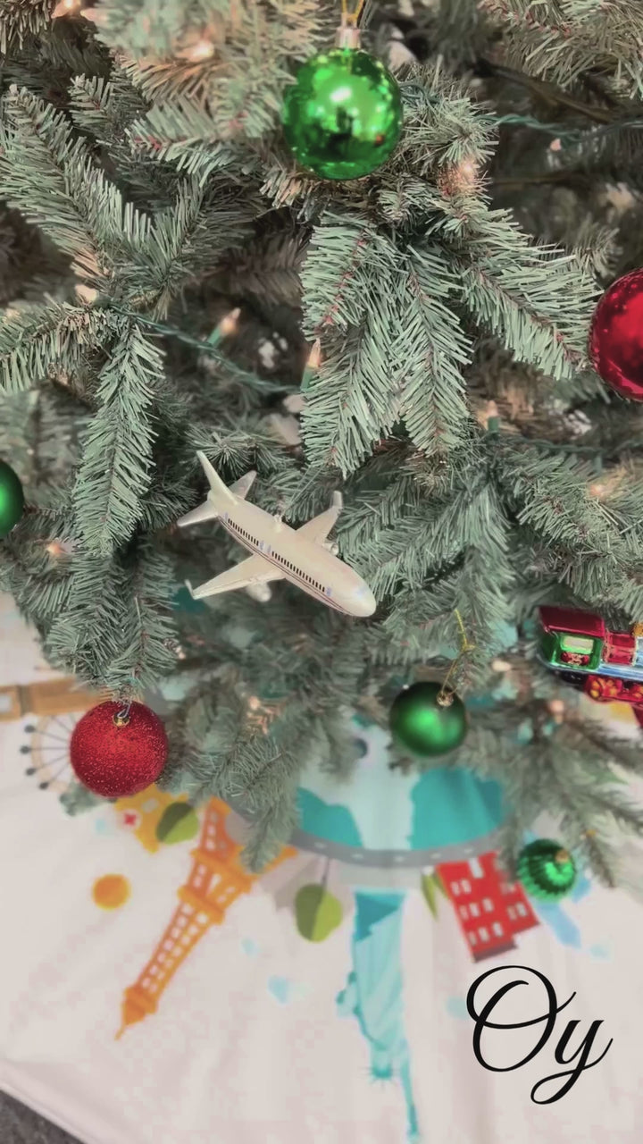 Airplane Glass Christmas Ornament