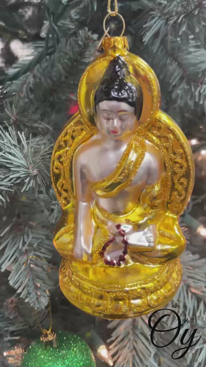 Golden Buddha Glass Ornament