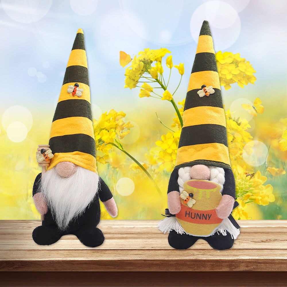 Bee and Honey Themed Gnomes, Plush Bumblebee Home Decor Plush Gnome OrnamentallyYou 