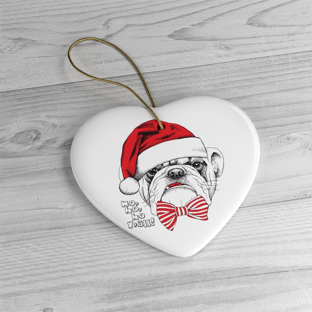 Bulldog with Bow Christmas Ornament Ceramic Ornament OrnamentallyYou 