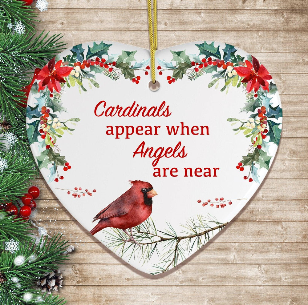 Cardinals Appear When Angels Are Near Floral Heart Christmas Ornament Ornament OrnamentallyYou Heart 