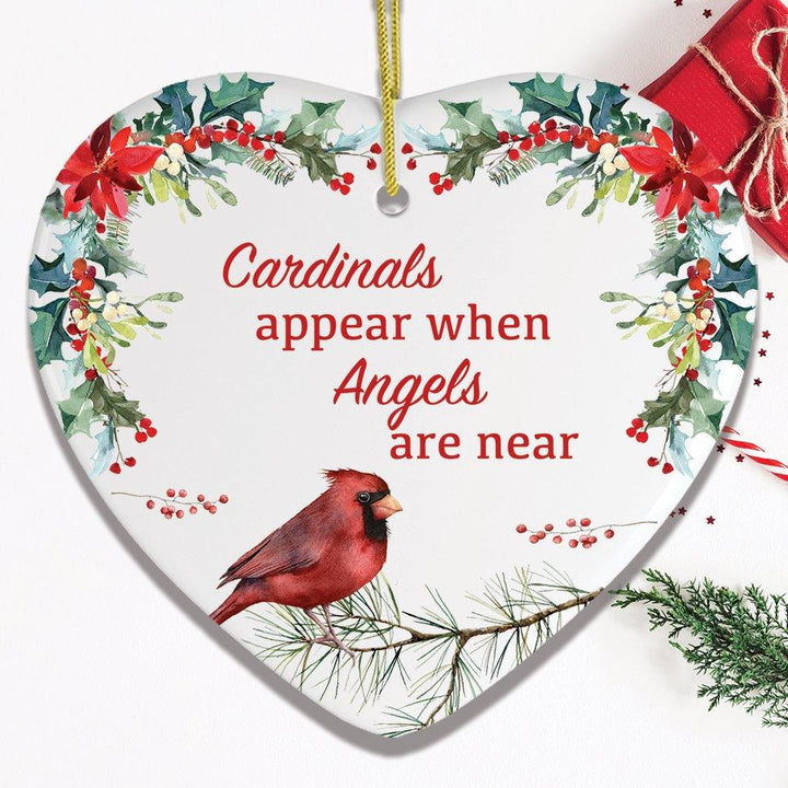 Cardinals Appear When Angels Are Near Floral Heart Christmas Ornament Ornament OrnamentallyYou 