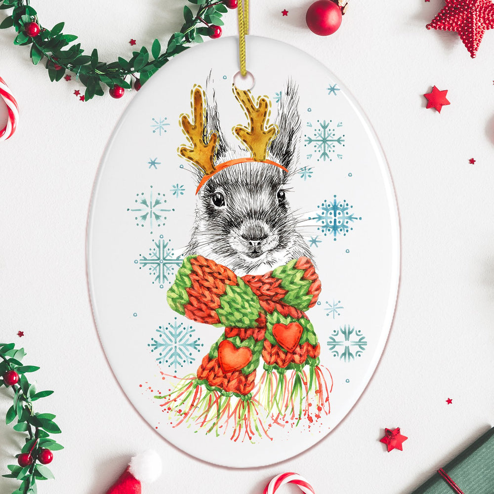 Watercolor Squirrel Christmas Ornament Ornament OrnamentallyYou 