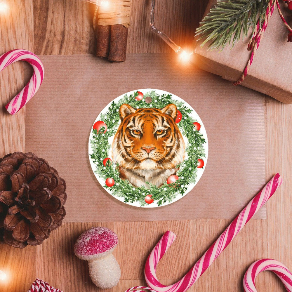 Christmas Wreath Tiger Ornament Ornament OrnamentallyYou 