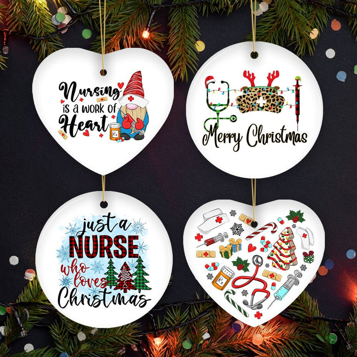 Cute Christmas Ornament Nursing Set, Bundle of Four Nurse Themed Gifts Ornament Bundle OrnamentallyYou 