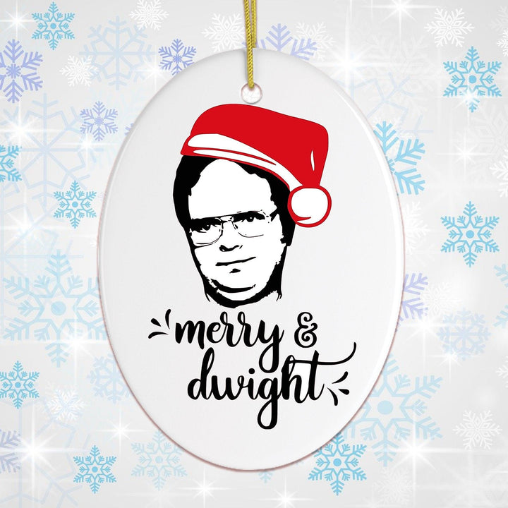 Dwight Schrute Christmas Ornament, The Office Xmas Decoration, Merry & Dwight Ornament OrnamentallyYou Oval 