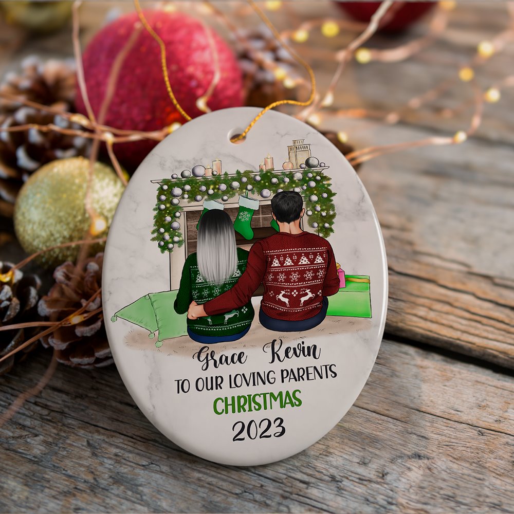Personalized First Christmas as Grandparents Ornament, Grandpa and Grandma Holiday Gift Ceramic Ornament OrnamentallyYou Oval 
