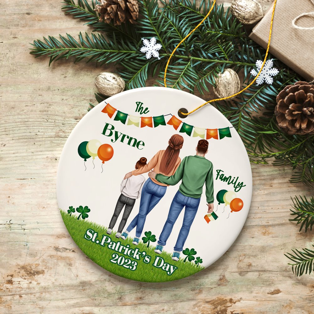 St Patricks Day Personalized Family Ornament, Irish Themed Customized Gift for St Pattys Ceramic Ornament OrnamentallyYou 